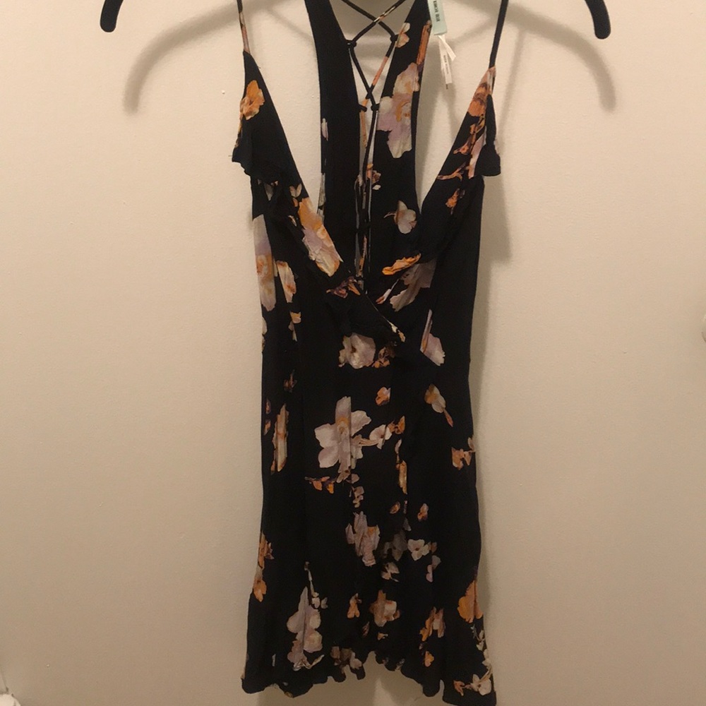 Urban Outfitters Black Floral Tank Dress sz 2